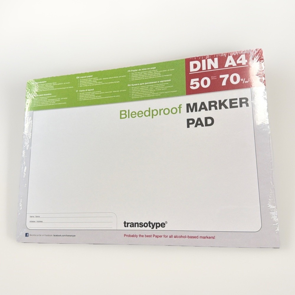 Transotype Bleedproof Marker Pad A4 50 Sheets 70gsm Alcohol Marker Paper